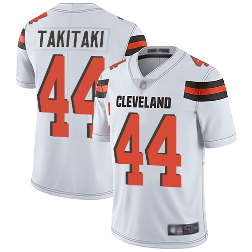 Cleveland Browns Sione Takitaki Men White Limited Jersey #44 NFL Football Road Vapor Untouchable